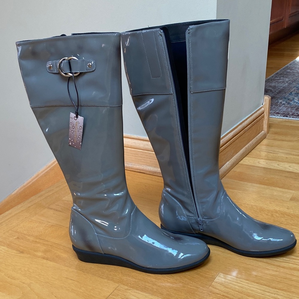 Cole Haan Glossy Gray Rain Boots with Nike Air